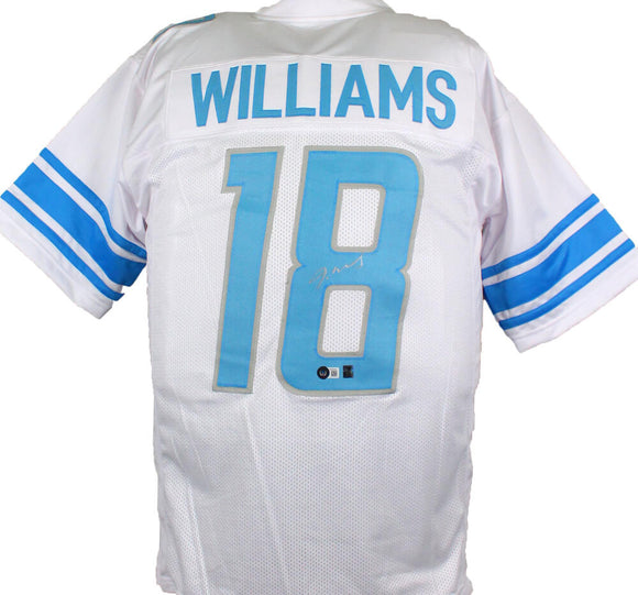 Jameson Williams Autographed White Pro Style Jersey #18- Beckett W Hologram *Silver Image 1