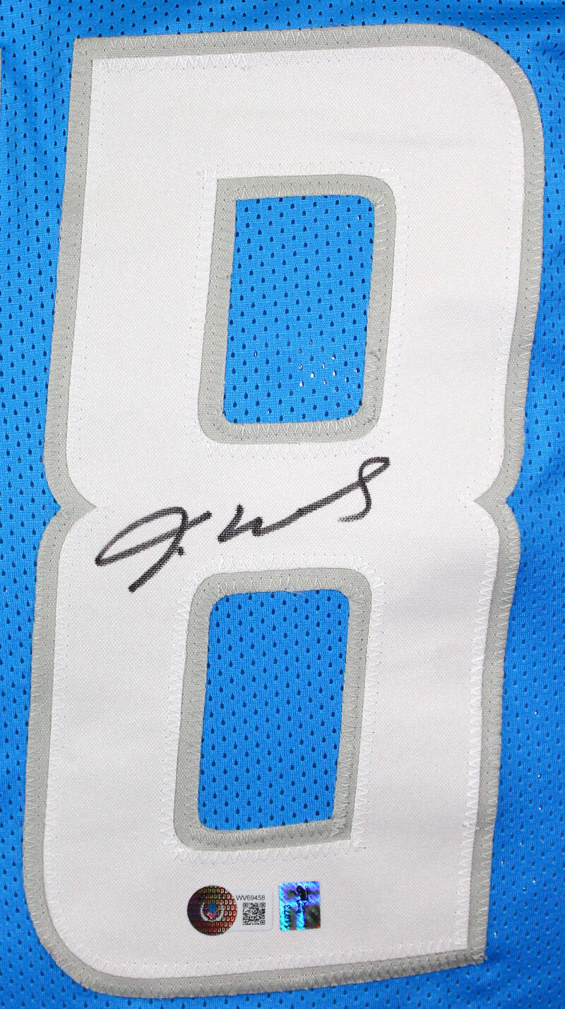 Jameson Williams Detroit Lions Signed Autographed Blue Custom Jersey –