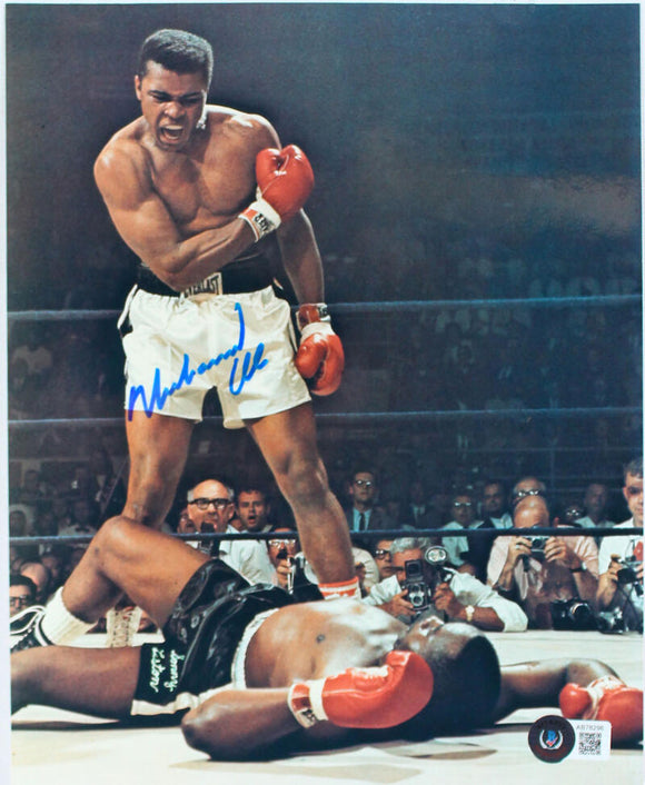 Muhammed Ali Autographed 8x10 Photo Standing Over Sonny Liston- Beckett Letter *Blue Image 1