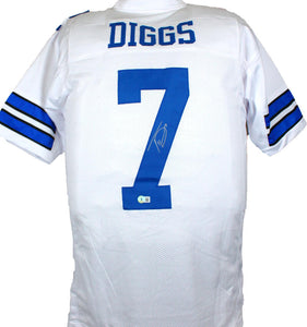 Trevon Diggs Autographed White Pro Style Jersey- Beckett W Hologram *Silver Image 1