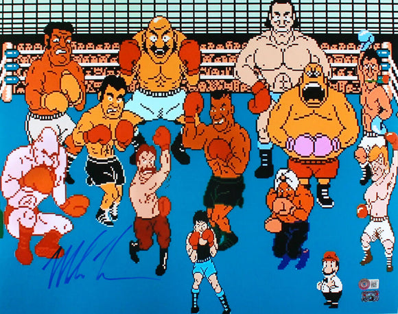 Mike Tyson Autographed 16x20 Punch Out Characters Photo- Beckett Hologram *Blue Image 1