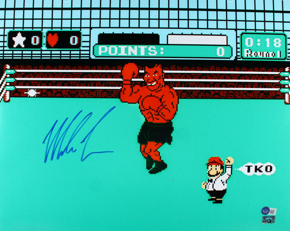 Mike Tyson Autographed 16x20 Punch Out Photo- Beckett Hologram *Blue Image 1