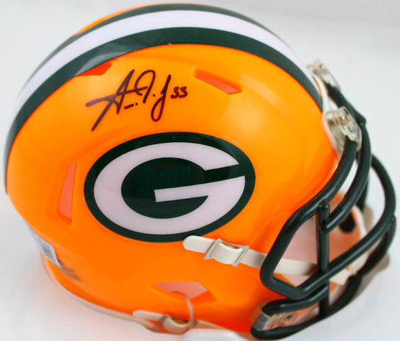 Aaron Jones Autographed Green Bay Packers Speed Mini Helmet- Beckett W Hologram *Black Image 1