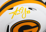 Aaron Jones Autographed Green Bay Packers Lunar Speed Mini Helmet- Beckett W Hologram *Yellow Image 2