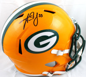 Aaron Jones Autographed Green Bay Packers F/S Speed Helmet-Beckett W Hologram *Black Image 1