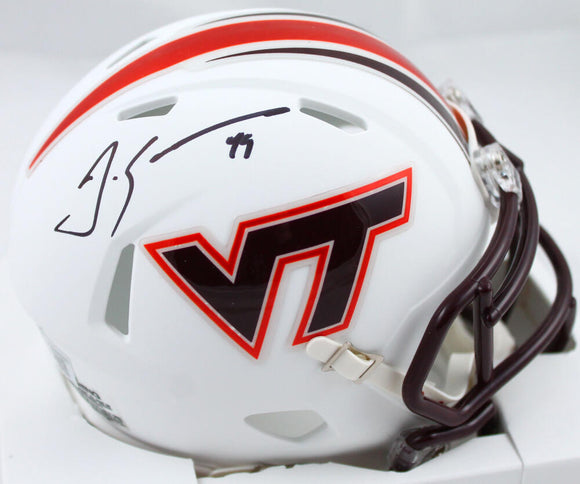 Tremaine Edmunds Autographed Virginia Tech Speed Mini Helmet - Beckett W Hologram *Black Image 1