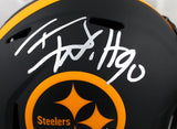TJ Watt Autographed Pittsburgh Steelers F/S Eclipse Speed Helmet - Beckett W Hologram *Silver Image 2