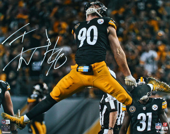 TJ Watt Autographed Pittsburgh Steelers 16x20 FP In Air Photo-Beckett W Hologram *White Image 1