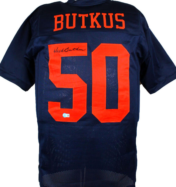 Dick Butkus Autographed Blue College Style Jersey - Beckett W Hologram *Black Image 1