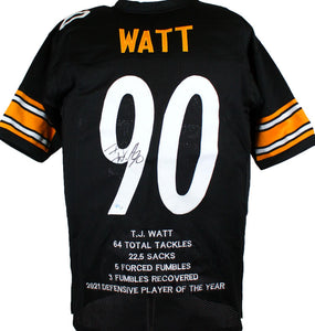 TJ Watt Autographed Black Pro Style STAT Jersey-Beckett W Hologram *Black Image 1