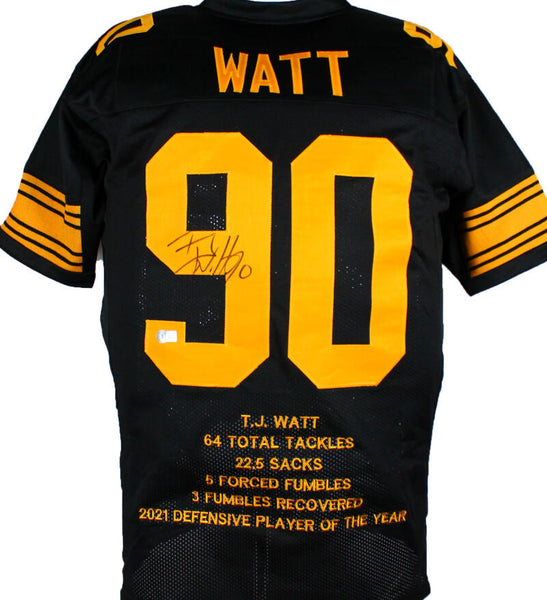 The Jersey Source TJ Watt Autographed Black Pro Style Stat Jersey-Beckett W Hologram *Black