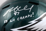 Brent Celek Autographed Philadelphia Eagles F/S Speed Helmet w/SB Champs-Beckett W Hologram *Silver Image 2
