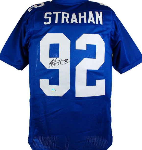 Michael Strahan Autographed Blue Pro Style Jersey #-Beckett W Hologram *Black Image 1