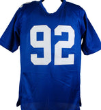 Michael Strahan Autographed Blue Pro Style Jersey #-Beckett W Hologram *Black Image 3