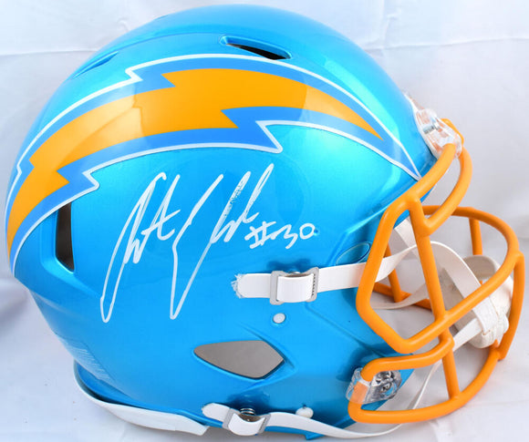 Austin Ekeler Autographed Los Angeles Chargers F/S Flash Speed Authentic Helmet *Smear-PSA *White Image 1
