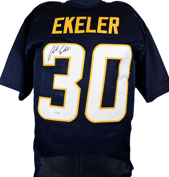 Austin Ekeler Autographed Light Blue Pro Style Jersey- PSA *Black