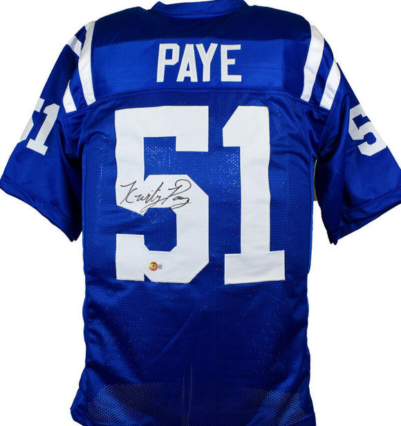Kwity Paye Autographed Blue Pro Style Jersey *Full Name- Beckett W Hologram *Silver Image 1