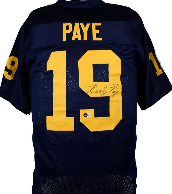 Kwity Paye Autographed Blue College Style Jersey *Full Name- Beckett W Hologram *Black Image 1