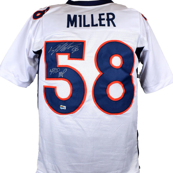 Von Miller Autographed White Pro Style Jersey w/SB MVP- Beckett W