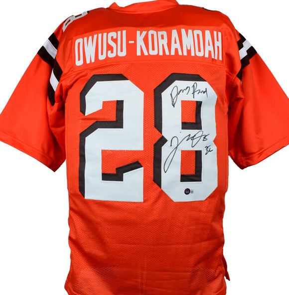 Jeremiah Owusu-Koramoah Autographed Orange Pro Style Jersey w/Dawg Pound- Beckett W Hologram *Black Image 1