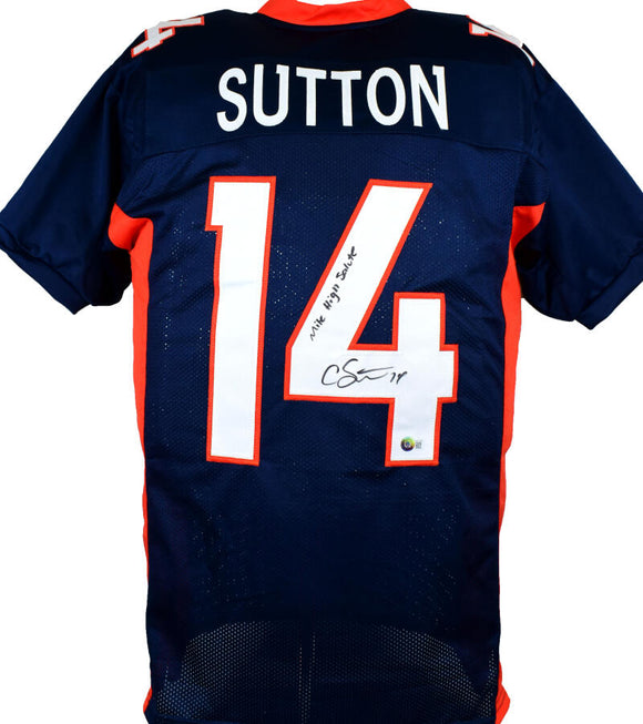 Courtland Sutton Autographed Blue Pro Style Jersey w/Mile High Salute- Beckett W Hologram *Black Image 1
