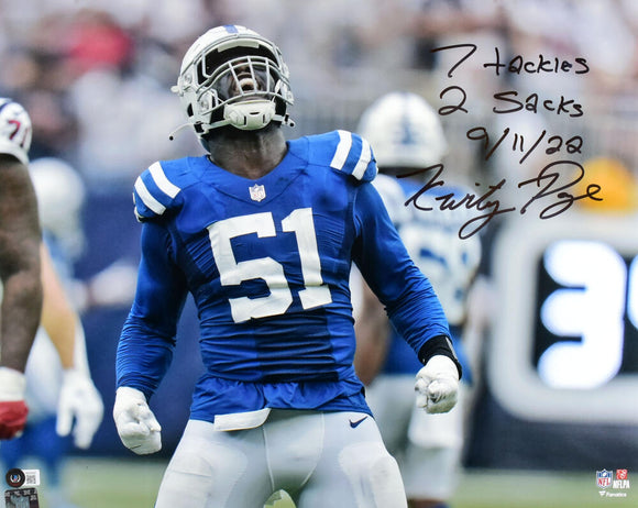 Kwity Paye Autographed Colts 16x20 FP Yell Photo w/STATS-Beckett W Hologram *Black Image 1