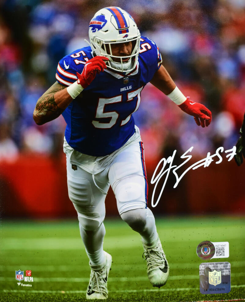 AJ Epenesa Autographed Buffalo Bills 8X10 Stance Photo- Beckett W