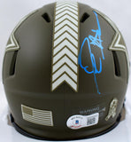 Deion Sanders Autographed Dallas Cowboys Salute to Service Speed Mini Helmet-Beckett W Hologram *Blue Image 3