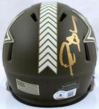 Deion Sanders Autographed Dallas Cowboys Salute to Service Speed Mini Helmet-Beckett W Hologram *Gold Image 3