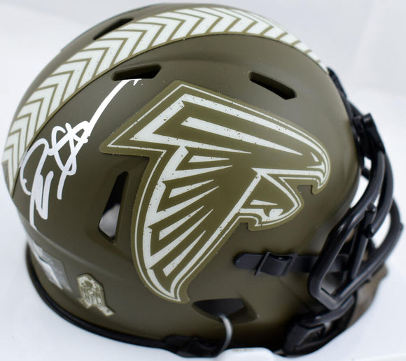 Deion Sanders Autographed Atlanta Falcons Salute to Service Speed Mini Helmet-Beckett W Hologram *Silver Image 1