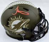 Tyreek Hill Autographed Miami Dolphins Salute to Service Speed Mini Helmet-Beckett W Hologram *Orange Image 1