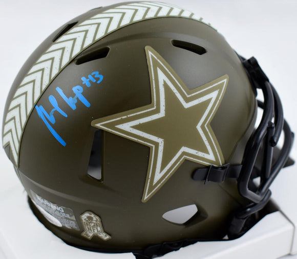 Michael Gallup Autographed Dallas Cowboys Salute to Service Speed Mini Helmet- JSA W *Blue Image 1