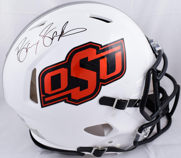 Barry Sanders Autographed Oklahoma State F/S Speed Authentic Helmet-Beckett Hologram *Black Image 1