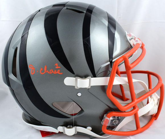 Ja'Marr Chase Autographed Cincinnati Bengals Flash F/S Speed Authentic Helmet - PSA*Orange Image 1