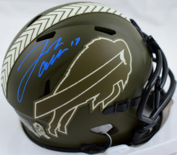 Josh Allen Autographed Buffalo Bills Salute to Service Speed Mini Helmet- Beckett W Hologram *Blue Image 1