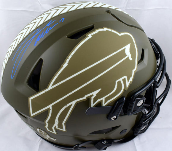 Josh Allen Autographed Buffalo Bills F/S Salute to Service SpeedFlex Authentic Helmet-Beckett W Hologram *Blue Image 1