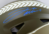Josh Allen Autographed Buffalo Bills F/S Salute to Service SpeedFlex Authentic Helmet-Beckett W Hologram *Blue Image 2
