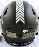 Josh Allen Autographed Buffalo Bills F/S Salute to Service SpeedFlex Authentic Helmet-Beckett W Hologram *Blue Image 4