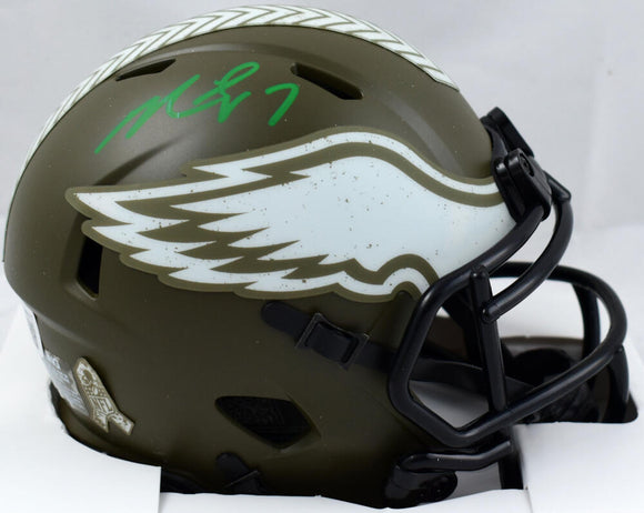 Michael Vick Autographed Eagles Salute to Service Speed Mini Helmet- Beckett W Hologram *Green Image 1