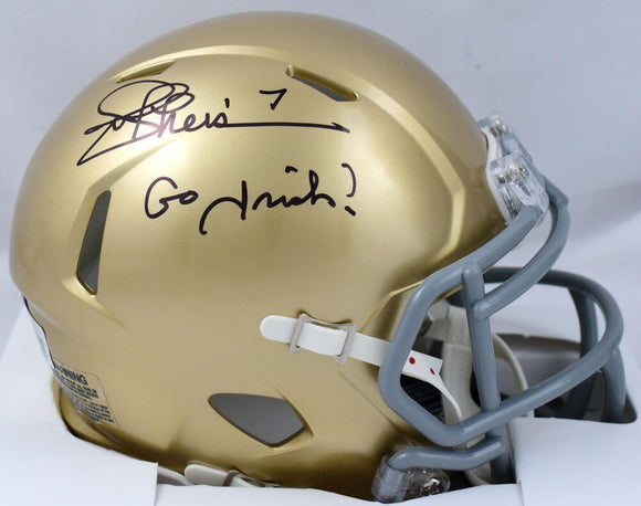 Joe Theismann Autographed Notre Dame Speed Mini Helmet w/Go Irish - Beckett W Hologram *Black Image 1