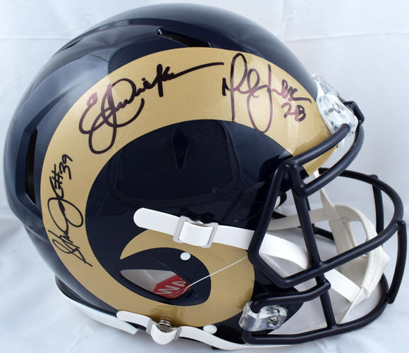 Faulk, Dickerson, Jackson Autographed Rams F/S Speed Authentic Helmet- Beckett W Hologram*Black Image 1