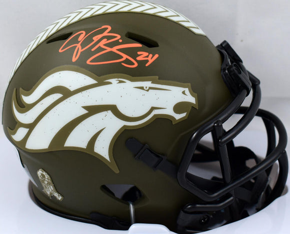 Champ Bailey Autographed Denver Broncos Salute to Service Speed Mini Helmet-Beckett W Hologram *Orange Image 1