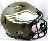 AJ Brown Autographed Philadelphia Eagles F/S Salute to Service Speed Authentic Helmet-Beckett W Hologram *White Image 1