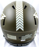 AJ Brown Autographed Philadelphia Eagles F/S Salute to Service Speed Authentic Helmet-Beckett W Hologram *White Image 3