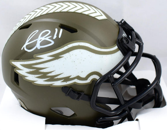 A.J. Brown Autographed Philadelphia Eagles Salute to Service Speed Mini Helmet-Beckett W Hologram *White Image 1
