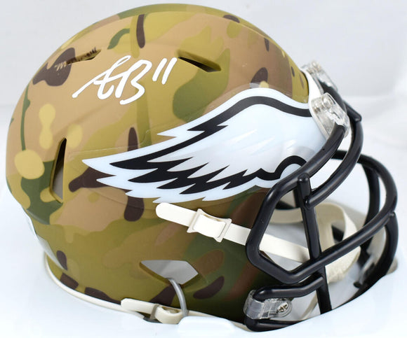 A.J. Brown Autographed Philadelphia Eagles Camo Speed Mini Helmet-Beckett W Hologram *White Image 1