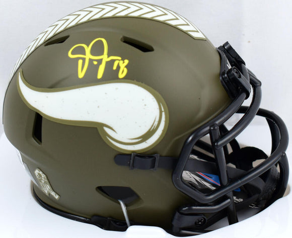 Justin Jefferson Autographed Vikings Salute to Service Speed Mini Helmet-Beckett W Hologram *Yellow Image 1
