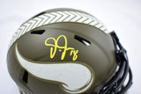 Justin Jefferson Autographed Vikings Salute to Service Speed Mini Helmet-Beckett W Hologram *Yellow Image 2