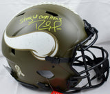 Randy Moss Autographed Vikings F/S Salute to Service Speed Authentic Helmet w/Straight Cash-Beckett W Hologram *Yellow Image 1