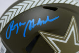 Roger Staubach Autographed Cowboys Salute to Service Speed Mini Helmet-Beckett W Hologram *Blue Image 2